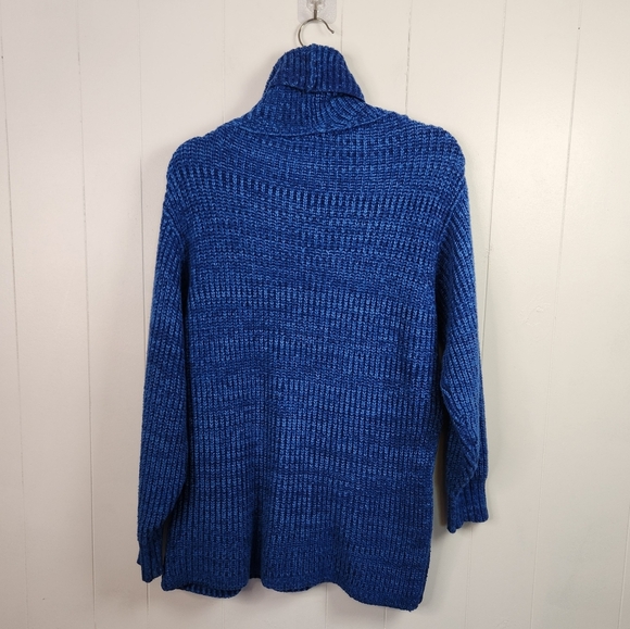 Free People Eleven Chunky Knit Blue Long Tunic Sweater Turtleneck Size XS Winter - Picture 9 of 11